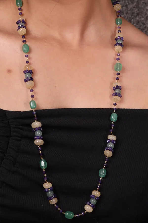 Green_Aventurine_And_Onyx_Beads_Necklace_For_Women_And_Girls