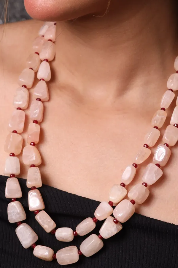 Pink_Tumble_Beads_2_Layer_Necklace_For_Women_And_Girls