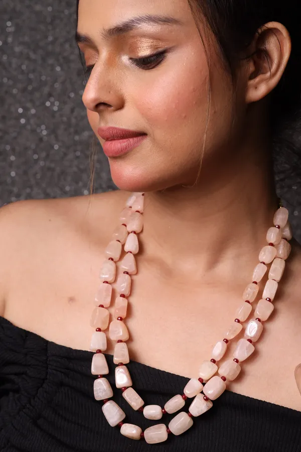 Pink_Tumble_Beads_2_Layer_Necklace_For_Women_And_Girls