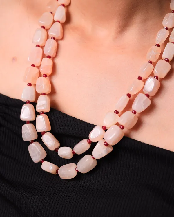 Pink_Tumble_Beads_2_Layer_Necklace_For_Women_And_Girls