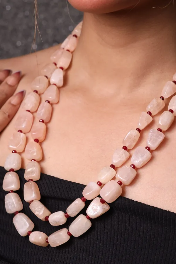 Pink_Tumble_Beads_2_Layer_Necklace_For_Women_And_Girls