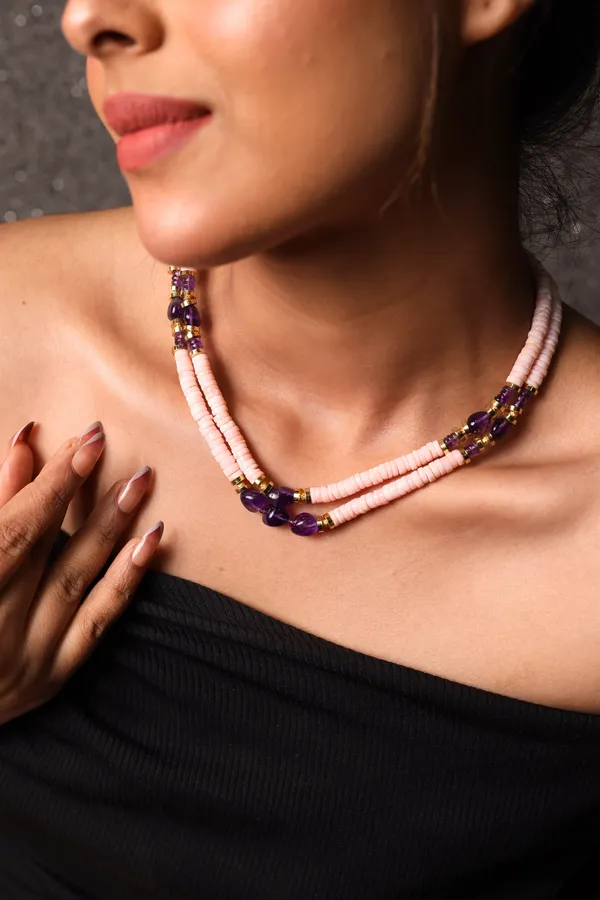 Pink_Opal_And_Amethyst_Beads_Necklace_For_Women_And_Girls