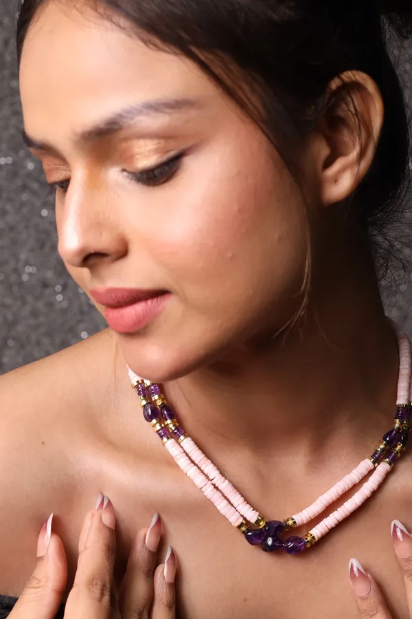 Pink_Opal_And_Amethyst_Beads_Necklace_For_Women_And_Girls