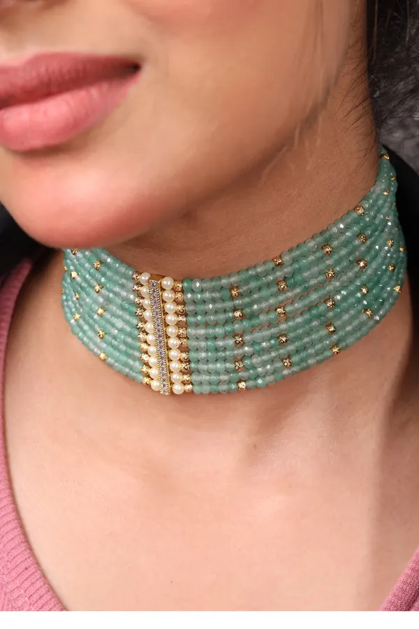 Graceful_Mint_Green_Layered_Choker_Necklace_For_Women_And_Girls