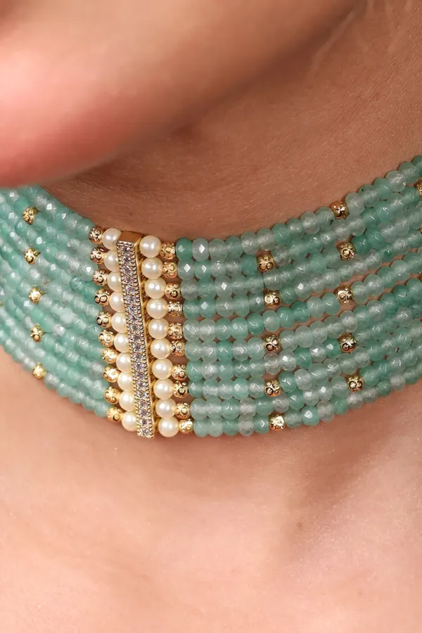 Graceful_Mint_Green_Layered_Choker_Necklace_For_Women_And_Girls