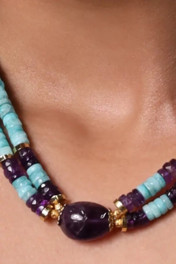 Elegant_Amazonite_And_Amethyst_Heishi_Cut_Beads_Necklace_For_Women_And_Girls