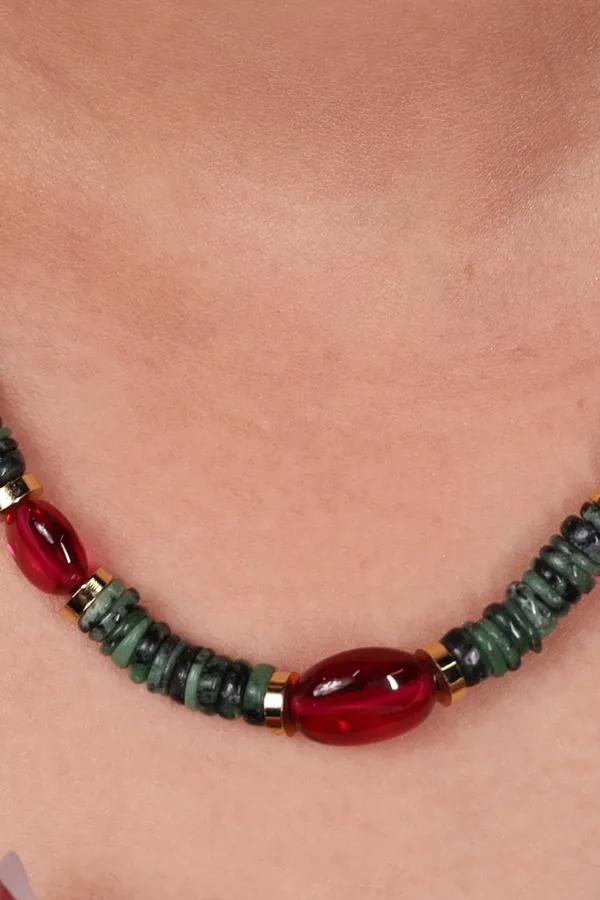 Green_Zoisite_And_Ruby_Beads_Necklace_For_Women_And_Girls