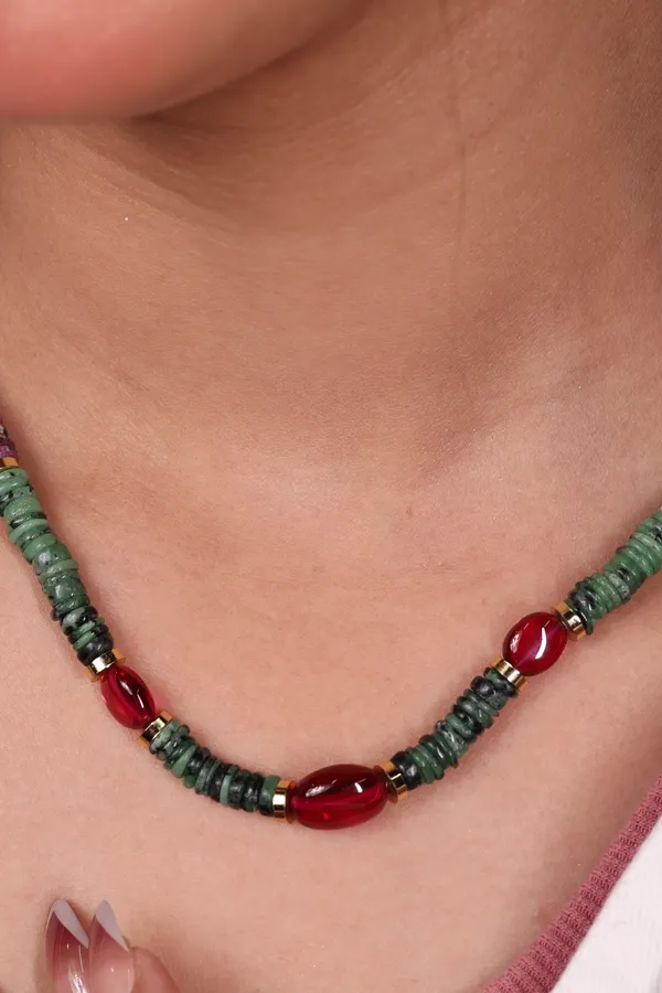 Green_Zoisite_And_Ruby_Beads_Necklace_For_Women_And_Girls