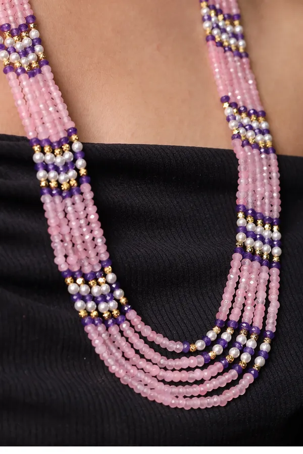 Pink_Onyx_Layered_Necklace_For_Women_And_Girls