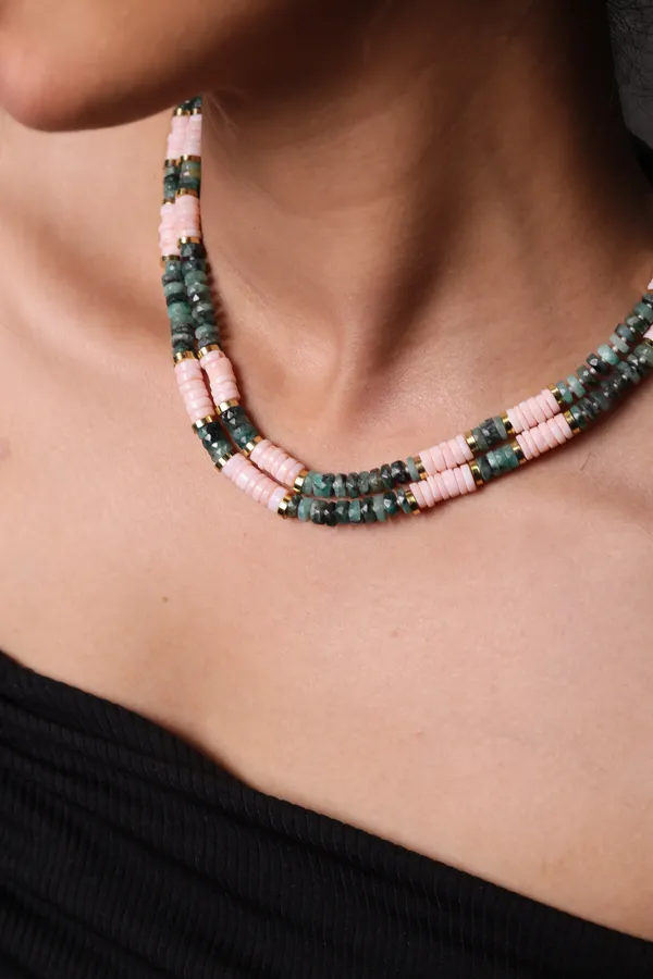 Pink_Opal_And_Green_Emerald_Heishi_Beads_Necklace_For_Women_And_Girls