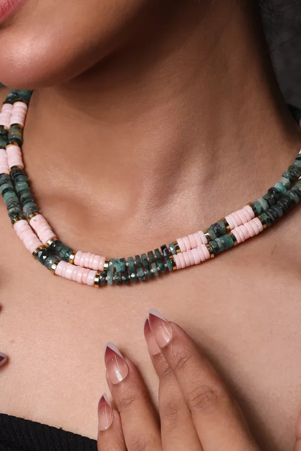 Pink_Opal_And_Green_Emerald_Heishi_Beads_Necklace_For_Women_And_Girls