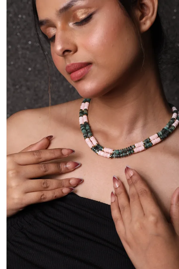 Pink_Opal_And_Green_Emerald_Heishi_Beads_Necklace_For_Women_And_Girls