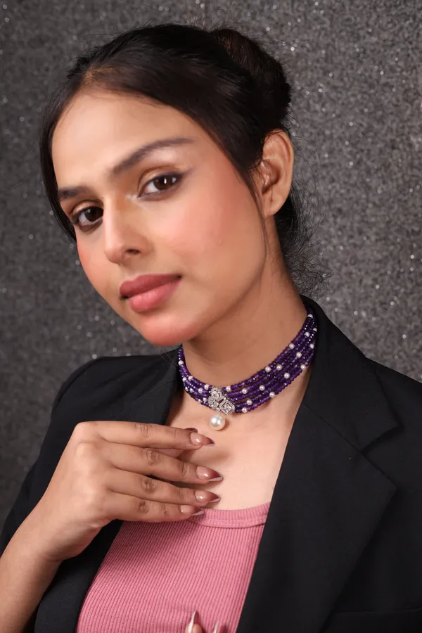 Elegant_Amethyst_Onyx_Beads_Choker_Necklace_For_Women_And_Girls