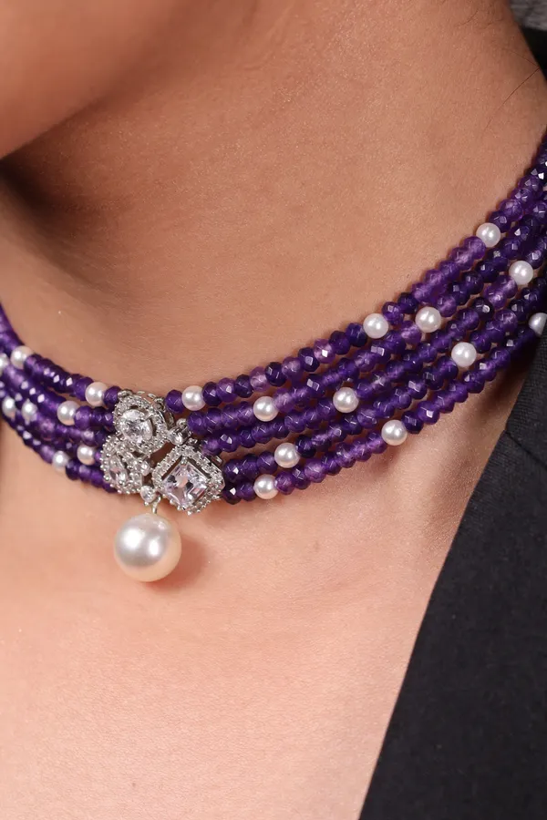 Elegant_Amethyst_Onyx_Beads_Choker_Necklace_For_Women_And_Girls