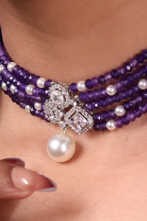 Elegant_Amethyst_Onyx_Beads_Choker_Necklace_For_Women_And_Girls