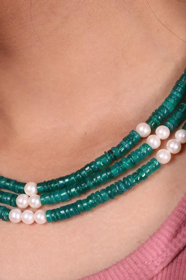 Adorable_Green_Onyx_And_Pearl_Necklace_For_Women_And_Girls