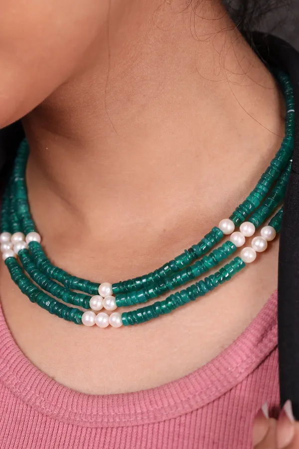 Adorable_Green_Onyx_And_Pearl_Necklace_For_Women_And_Girls