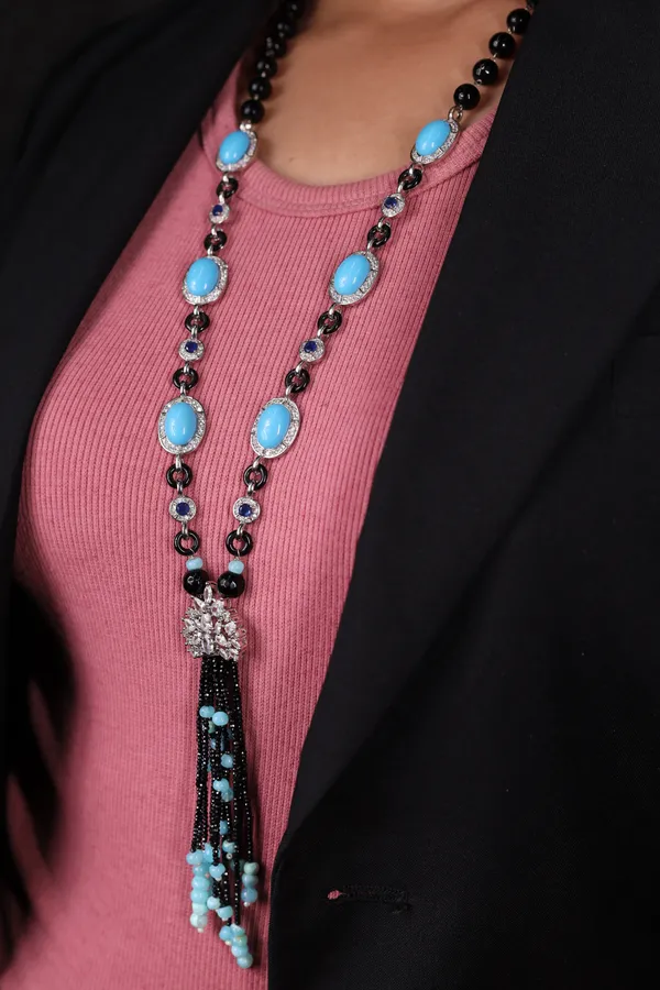 Admirable_Turquoise_And_Black_Contemporary_Necklace_For_Women_And_Girls