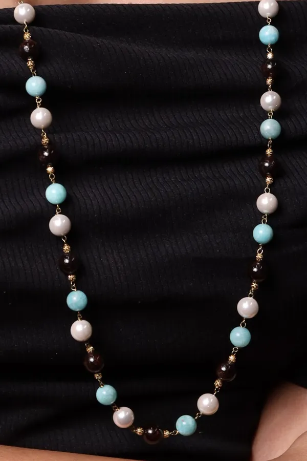 Amazonite_Garnet_And_Pearl_Beads_String_Necklace_For_Women_And_Girls