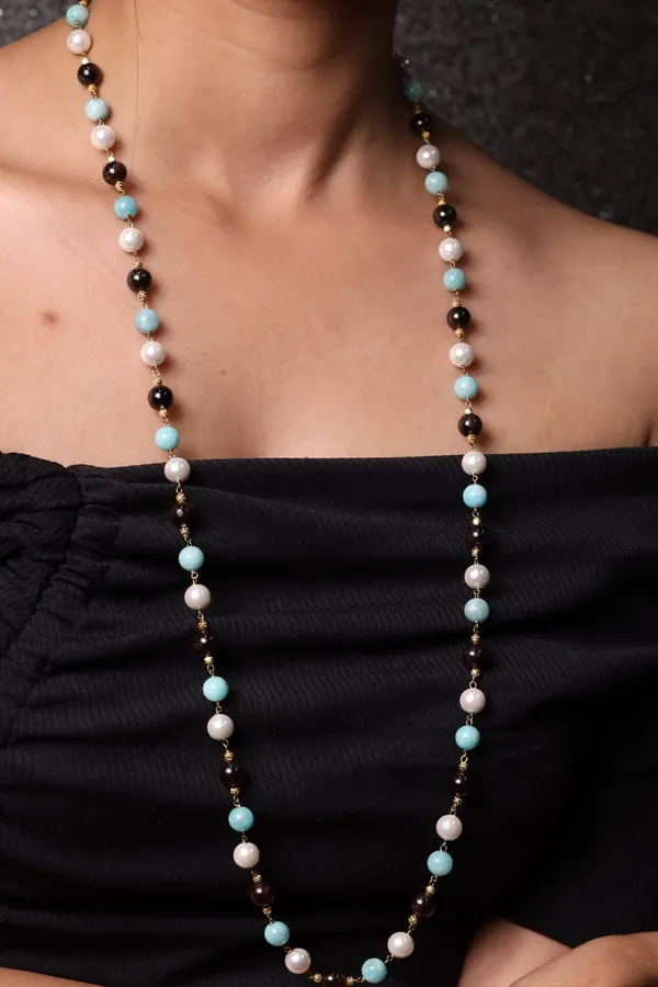 Amazonite_Garnet_And_Pearl_Beads_String_Necklace_For_Women_And_Girls