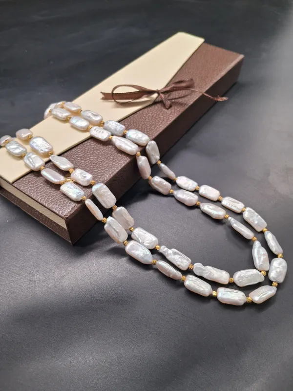 Flat_Buraq_Pearl_Necklace_With_Gold_Spacers_|_Elegant_Natural_Jewelry_For_Women_And_Girls