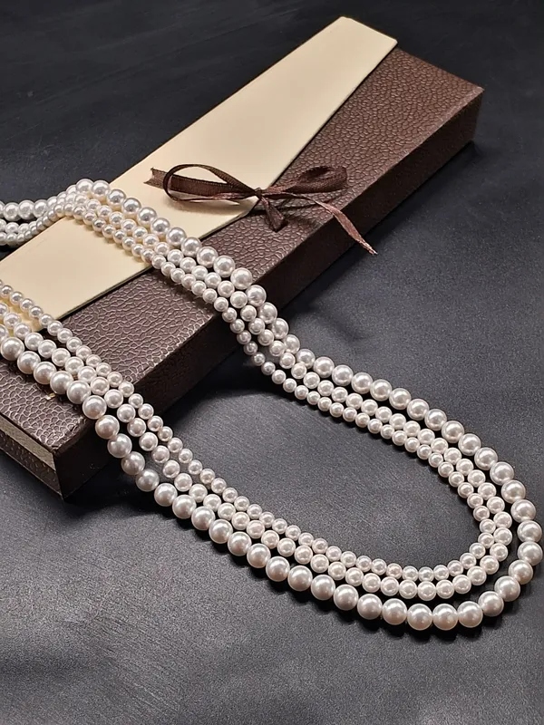 Elegant_Shell_Pearl_Necklace_|_Multi_Strand_Classic_Design_For_Women_And_Girls