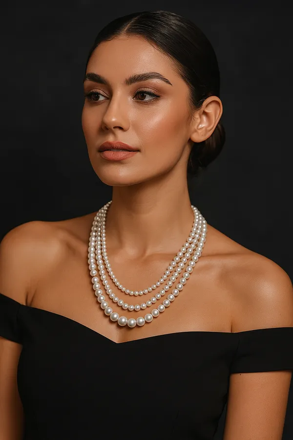 Elegant_Shell_Pearl_Necklace_|_Multi_Strand_Classic_Design_For_Women_And_Girls
