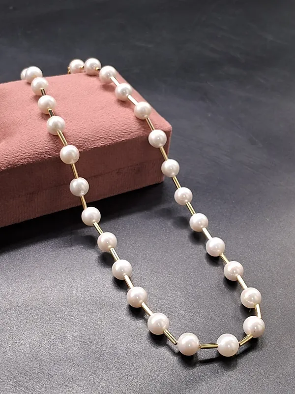 Designer_And_Elegant_8_Mm_Shell_Pearl_String_Necklace_For_Women_And_Girls