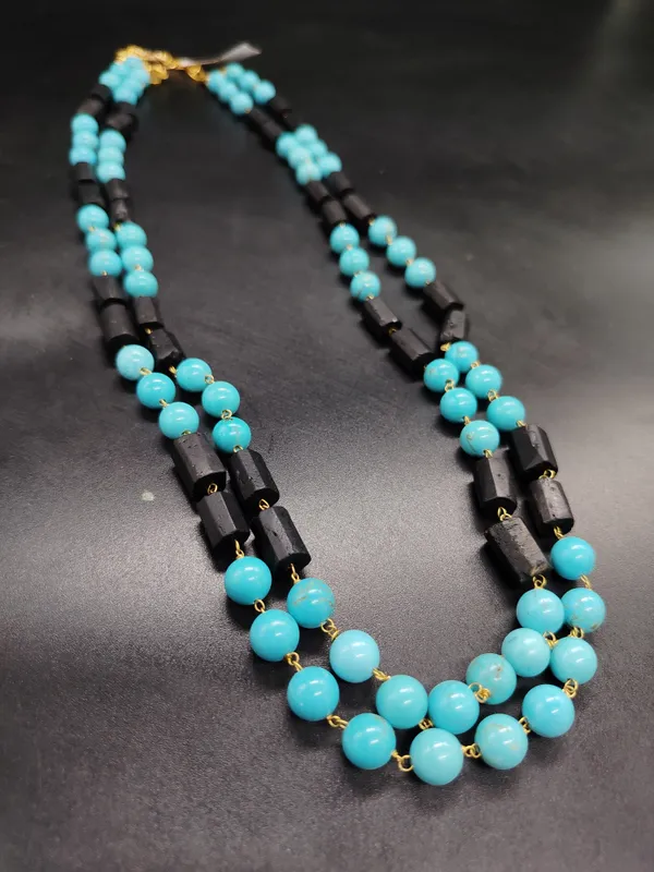Blue_Turquoise_With_Black_Pipe_Stones_Necklace_For_Women_And_Girls