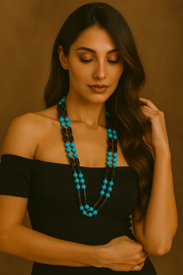 Blue_Turquoise_With_Black_Pipe_Stones_Necklace_For_Women_And_Girls