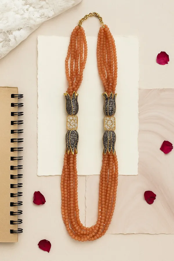 Delicately_Handcrafted_Peach_Onyx_Necklace_For_Women_And_Girls