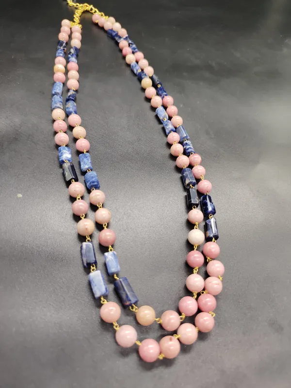 Elevate_Rhodolite_With_Lapis_Natural_Gemstone_Necklace_For_Women_And_Girls