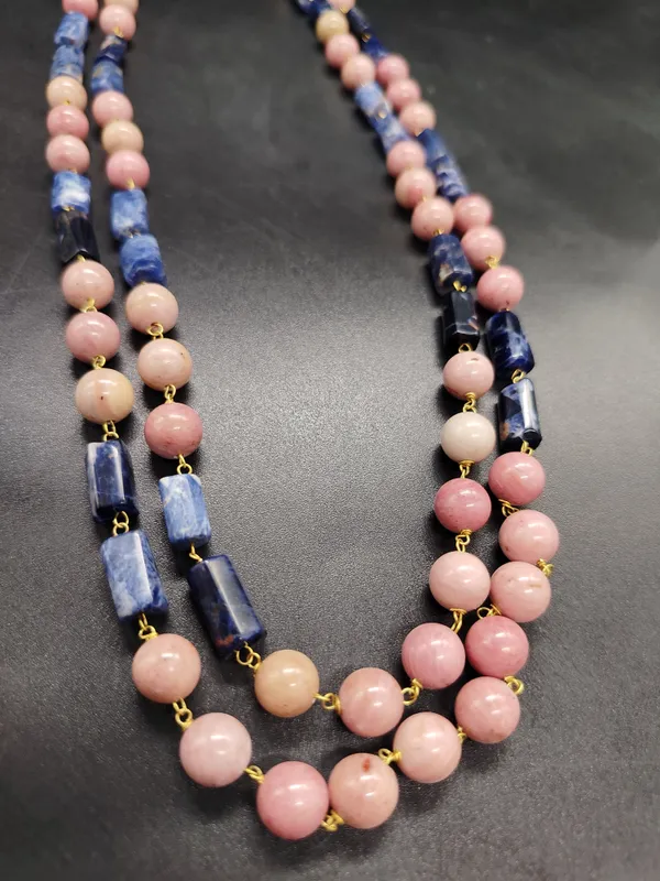 Elevate_Rhodolite_With_Lapis_Natural_Gemstone_Necklace_For_Women_And_Girls