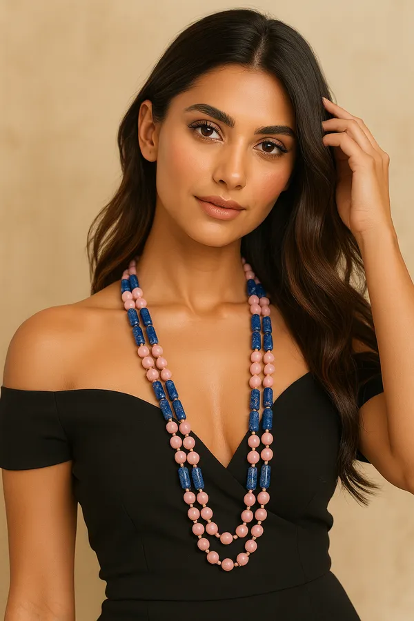 Elevate_Rhodolite_With_Lapis_Natural_Gemstone_Necklace_For_Women_And_Girls