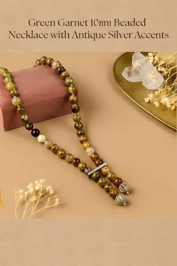 Garnet_Gemstone_Beaded_Necklace_With_Antique_Silver_Accents_For_Women_And_Girls