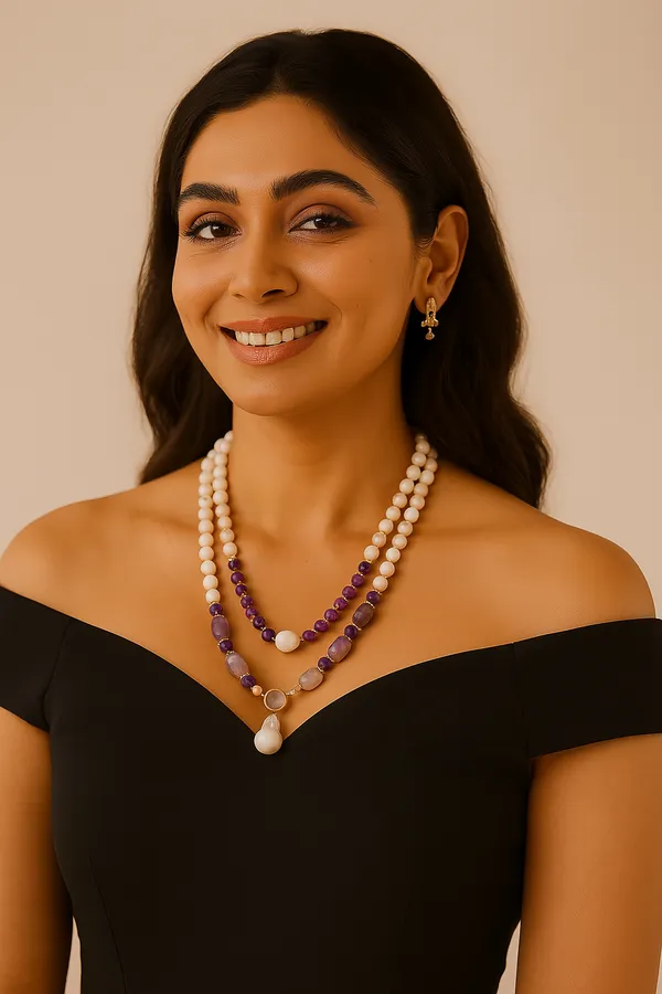 Handcrafted_Pink_Opal_And_Amethyst_Necklace_With_Baroque_Pearl_Pendant_|_Elegant_Multi_Strand_Gemstone_Jewelry_For_Women_And_Girls