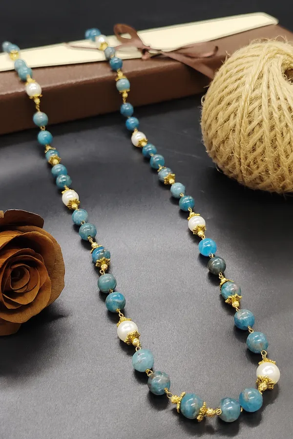 Handmade_Blue_Apatite_Necklace_|_Natural_Stones_And_Pearl_Accents_For_Women_And_Girls