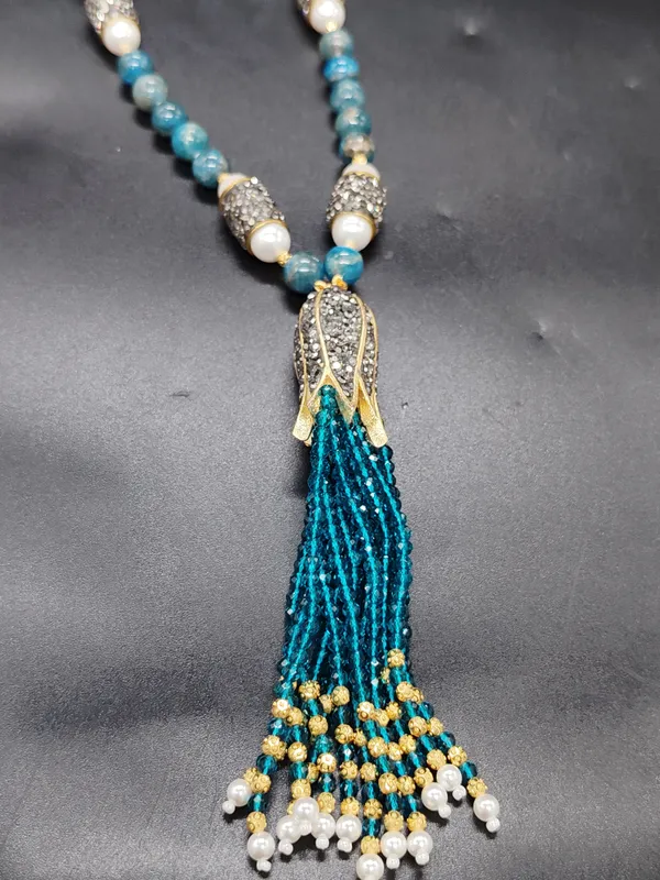 Blue_Apatite_Gemstone_Necklace_With_Pearls_|_Elegant_Gold_Finish_Beaded_Jewelry_For_Women_And_Girls