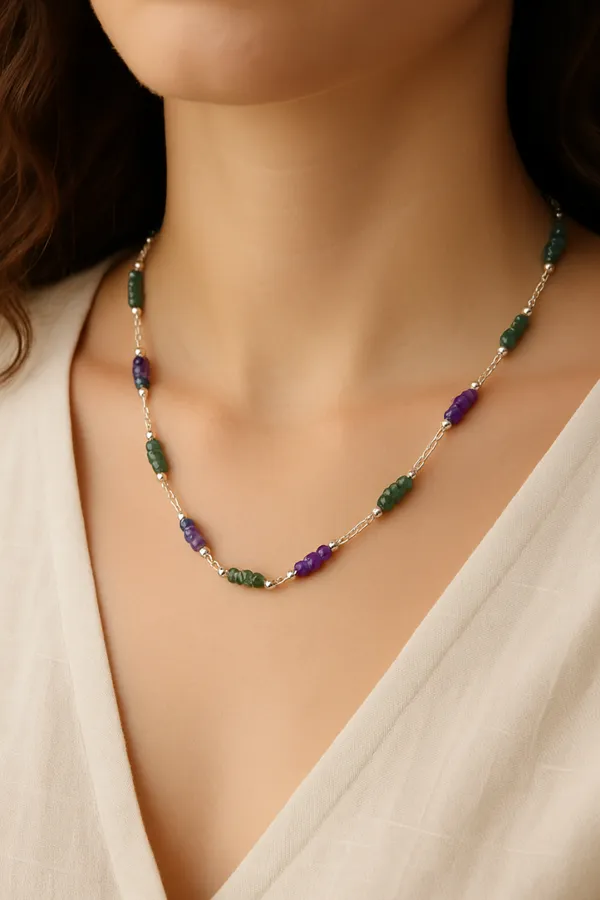 Handcrafted_Gemstone_Silver_Necklace_With_Green_Aventurine_And_Amethyst_For_Women_And_Girls