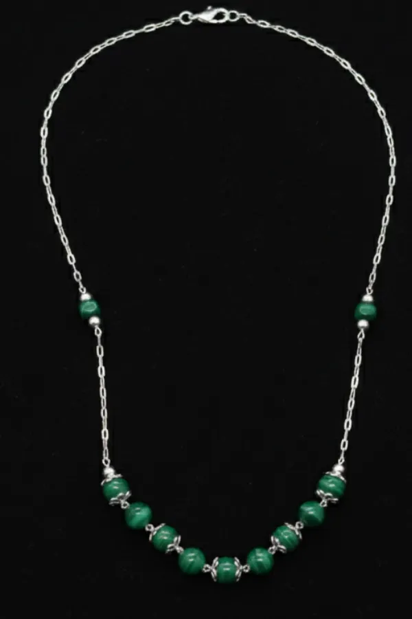 Handcrafted_Malachite_Beaded_Necklace_With_Sterling_Silver_For_Women_And_Girls