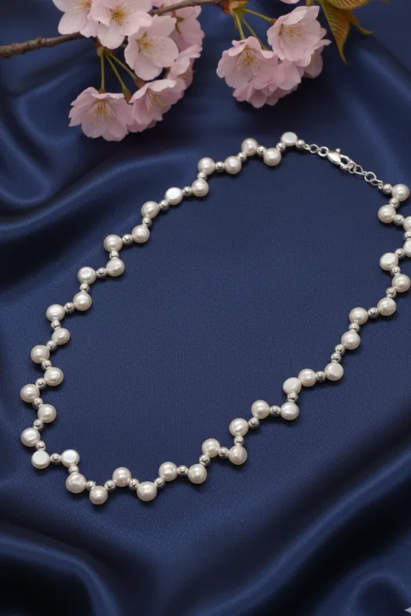 Handcrafted_Freshwater_Pearl_Necklace_With_Sterling_Silver_Chain_For_Women_And_Girls