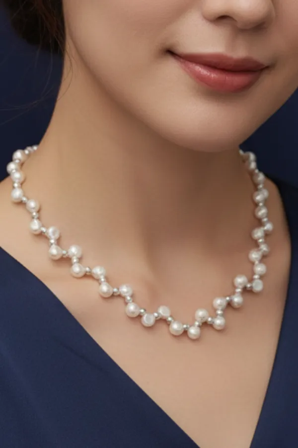 Handcrafted_Freshwater_Pearl_Necklace_With_Sterling_Silver_Chain_For_Women_And_Girls