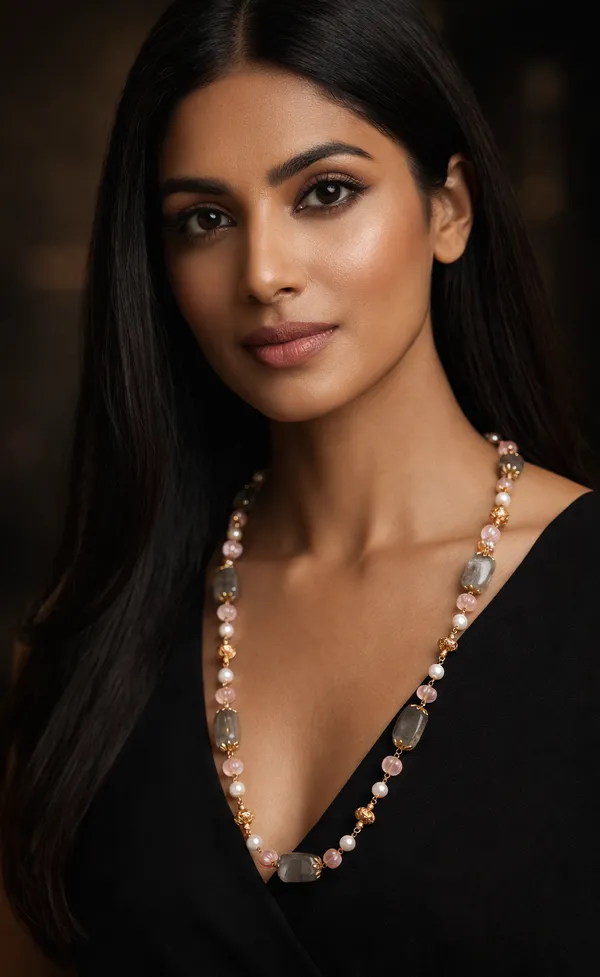 Premium_Grey_Gemstone_Tumble_Necklace_With_Pearls_And_Antique_Gold_Accents