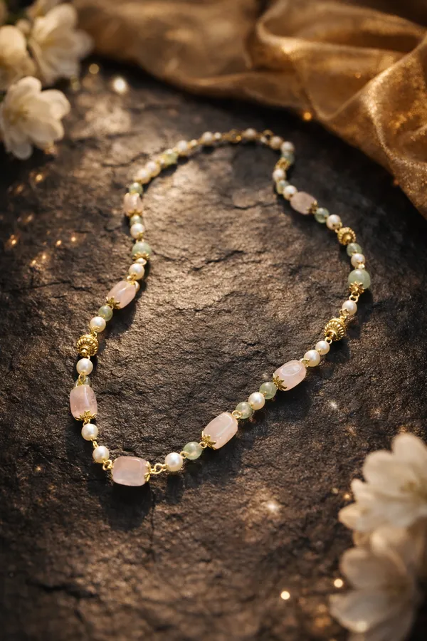Rose_Quartz_And_Aventurine_Beaded_Necklace