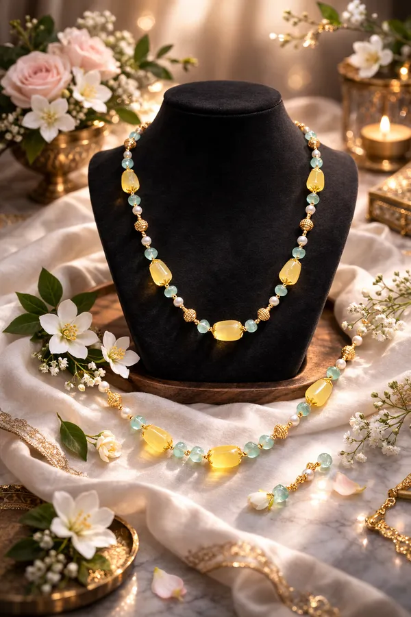 Elegant_Green_Aventurine_With_Yellow_Tumble_Statement_Necklace