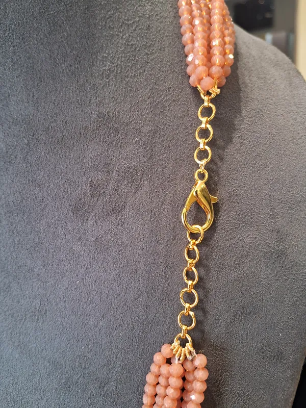 Peach_Onyx_Multi_Strand_Beaded_Necklace
