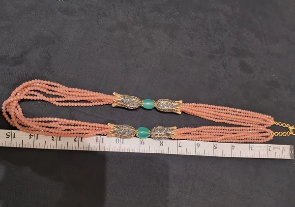 Peach_Onyx_Multi_Strand_Beaded_Necklace