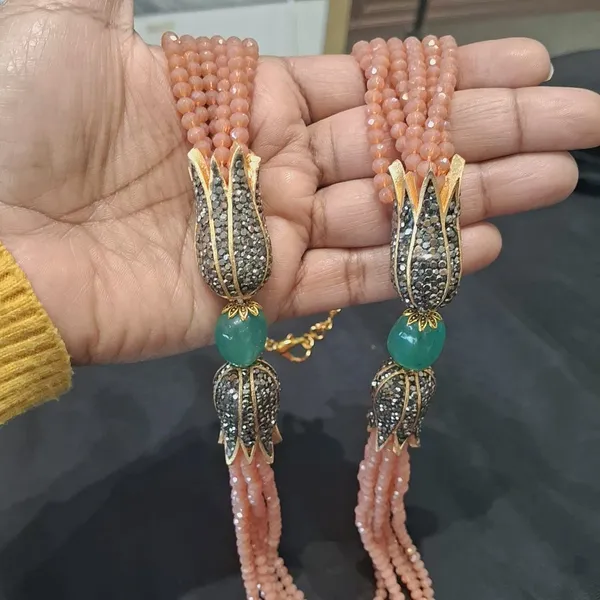 Peach_Onyx_Multi_Strand_Beaded_Necklace