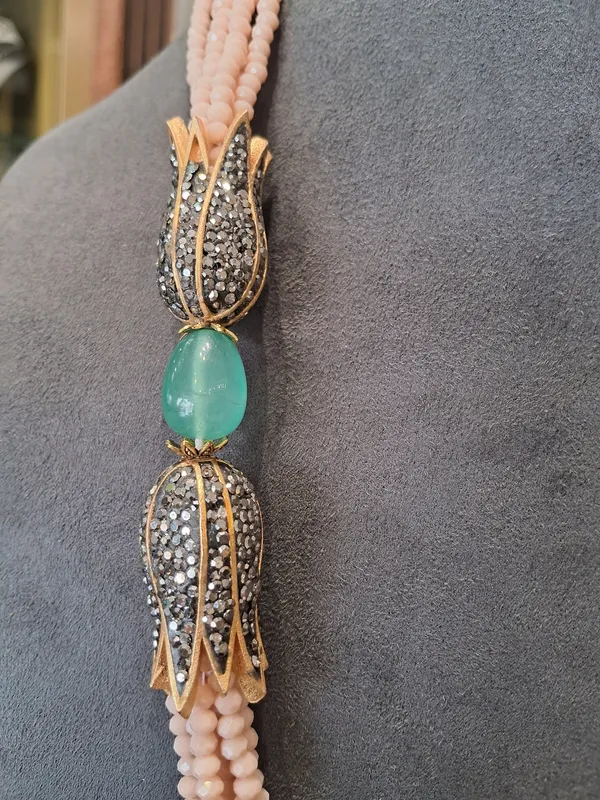 Handcrafted_Peach_Onyx_Bead_Layered_Necklace