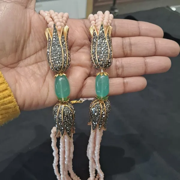 Handcrafted_Peach_Onyx_Bead_Layered_Necklace